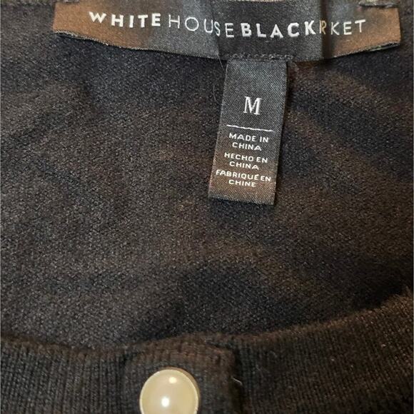 Whbm white house black market black Faux Pearl Snap Cardigan Sweater Size Medium - Picture 7 of 7